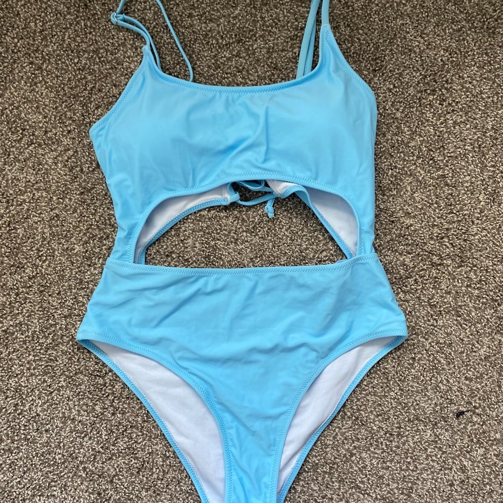 Light blue Cut-out swimsuit (one-piece)